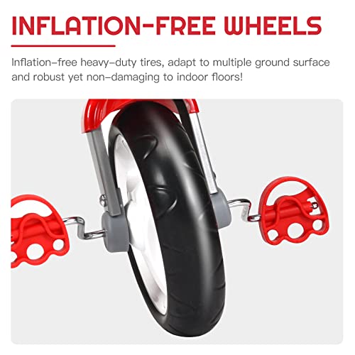 INFANS Kids Tricycle Rider with Adjustable Seat, Storage Basket, Premium Quiet Wheels, Non-Slip Handle (Red) by INFANS