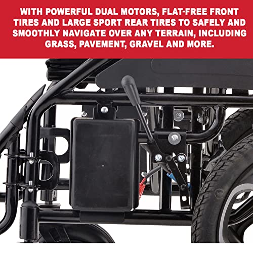 Klano KL01 All Terrain Foldable Electric Wheelchairs for Adults - Heavy Duty - Powerful Dual Motor Motorized Power Wheelchairs - Supports up to 300 lbs - Weight 70 lbs by Innv Tech
