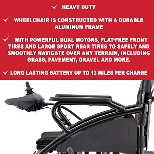 Klano KL01 All Terrain Foldable Electric Wheelchairs for Adults - Heavy Duty - Powerful Dual Motor Motorized Power Wheelchairs - Supports up to 300 lbs - Weight 70 lbs by Innv Tech