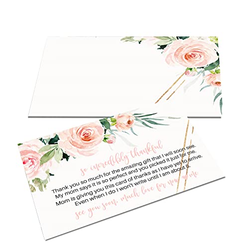 Blush Greenery Baby Shower Thank You Cards with Envelopes (25 Pack) Girls Rustic Graceful Flower Theme â Pink Gold - Babies Stationery Set by Paper Clever Party from Paper Clever Party