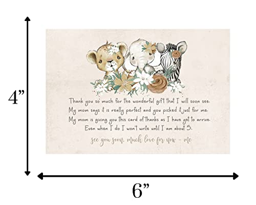 Flora Safari Thank You with Envelopes (25 Cards) Girls Baby Shower â Royal Animal and Greenery Theme - Babies Stationery Set by Paper Clever Party by Paper Clever Party
