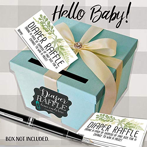 Diaper Raffle Tickets - Botanical - Set of 50 Double-Sided Raffle Cards - Blank Baby Shower Stationery - Fun and Colorful Baby Shower Supplies for Under $15! by Lone Star Art