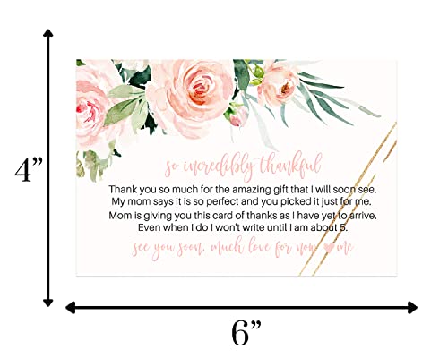Blush Greenery Baby Shower Thank You Cards with Envelopes (25 Pack) Girls Rustic Graceful Flower Theme â Pink Gold - Babies Stationery Set by Paper Clever Party from Paper Clever Party