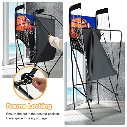 Giantex Foldable Electronic Arcade Basketball Game, with Electronic Scorer, Buzzer, 3 Basketballs, Pump, Indoor Single Shot Basketball Game for Adults, Kids from Giantex