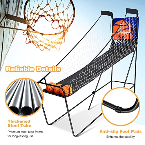 Giantex Foldable Electronic Arcade Basketball Game, with Electronic Scorer, Buzzer, 3 Basketballs, Pump, Indoor Single Shot Basketball Game for Adults, Kids from Giantex