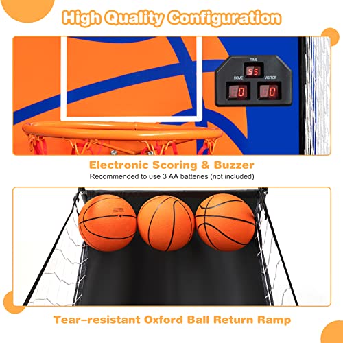 Giantex Foldable Electronic Arcade Basketball Game, with Electronic Scorer, Buzzer, 3 Basketballs, Pump, Indoor Single Shot Basketball Game for Adults, Kids from Giantex
