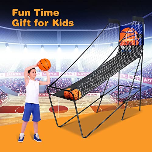 Giantex Foldable Electronic Arcade Basketball Game, with Electronic Scorer, Buzzer, 3 Basketballs, Pump, Indoor Single Shot Basketball Game for Adults, Kids from Giantex