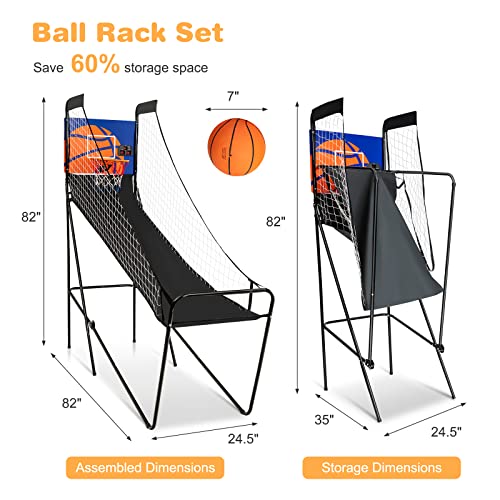 Giantex Foldable Electronic Arcade Basketball Game, with Electronic Scorer, Buzzer, 3 Basketballs, Pump, Indoor Single Shot Basketball Game for Adults, Kids from Giantex