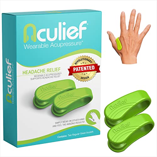 Aculief - Award Winning Natural Headache, Migraine, Tension Relief Wearable â Supporting Acupressure Relaxation, Stress Alleviation, Soothing Muscle Pain - Simple, Easy, Effective 2 Pack - (Green) by Aculief