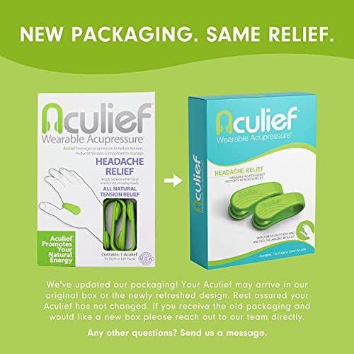 Aculief - Award Winning Natural Headache, Migraine, Tension Relief Wearable â Supporting Acupressure Relaxation, Stress Alleviation, Soothing Muscle Pain - Simple, Easy, Effective 2 Pack - (Green) by Aculief