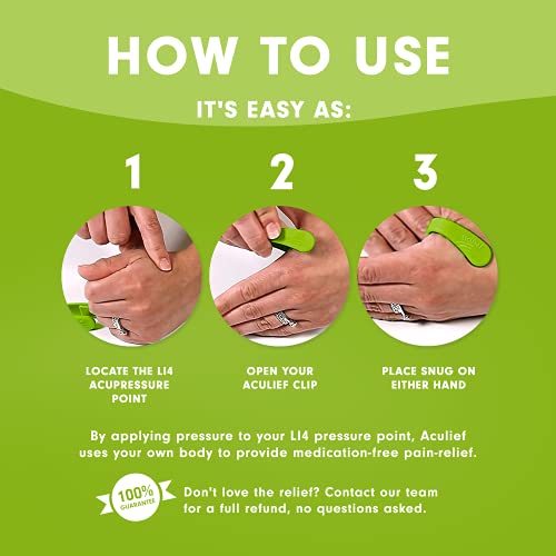 Aculief - Award Winning Natural Headache, Migraine, Tension Relief Wearable â Supporting Acupressure Relaxation, Stress Alleviation, Soothing Muscle Pain - Simple, Easy, Effective 2 Pack - (Green) by Aculief