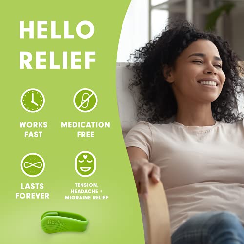 Aculief - Award Winning Natural Headache, Migraine, Tension Relief Wearable â Supporting Acupressure Relaxation, Stress Alleviation, Soothing Muscle Pain - Simple, Easy, Effective 2 Pack - (Green) by Aculief