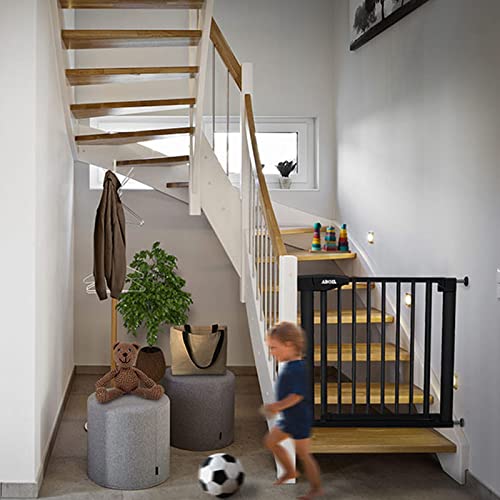 ABOIL Dog Gate for The House No Drilling, Baby Gate for Stairs Doorway, 29-43 Inch Extra Wide Auto Close Safety Child Gate Pet Gate for Door, Pressure Mounted Gate (Black) by ABOIL