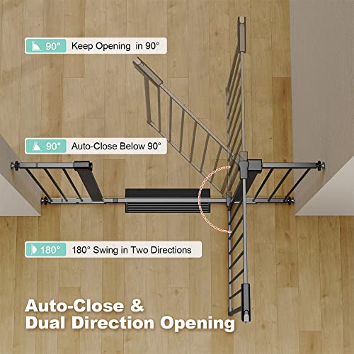 ABOIL Dog Gate for The House No Drilling, Baby Gate for Stairs Doorway, 29-43 Inch Extra Wide Auto Close Safety Child Gate Pet Gate for Door, Pressure Mounted Gate (Black) by ABOIL