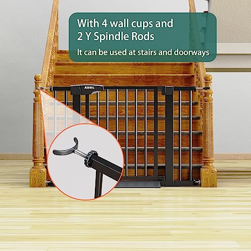 ABOIL Dog Gate for The House No Drilling, Baby Gate for Stairs Doorway, 29-43 Inch Extra Wide Auto Close Safety Child Gate Pet Gate for Door, Pressure Mounted Gate (Black) by ABOIL