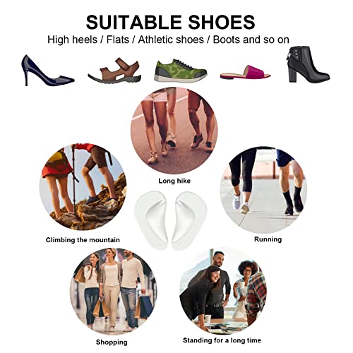 Self-Adhesive Gel Arch Pads for Relieve Pressure and feet Pain,Arch Pads for Women,Arch Support Shoe Insert,Arch Support Dress Shoes for Flat feet,Foot Pronation and Foot valgus-6 Pairs(Clear) by CZBYXA12