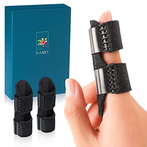 SMATIS Trigger Finger Splint, 2 Pieces Finger Brace for Arthritis Pain and Support with Aluminum Strip, Adjustable Finger Splints Fits Index Finger, Middle Finger, Ring Finger from SMATIS