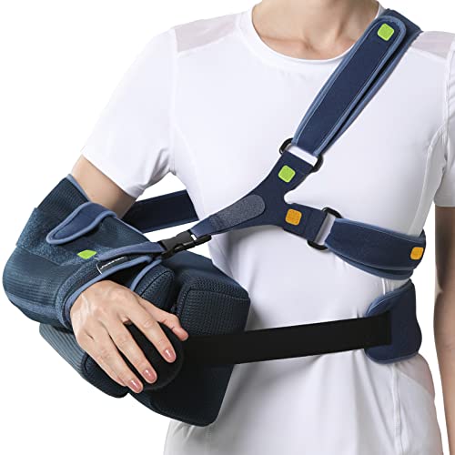VELPEAU Arm Sling with Abduction Pillow for Men Women, Shoulder Support Immobilizer for Rotator Cuff, Surgery, Dislocated, Clavicle Fracture, Broken Arm, with Therapy Ball, Pocket, Fits Left & Right(Medium) from Shenzhen Weprotex Technology Product Co.,Lt
