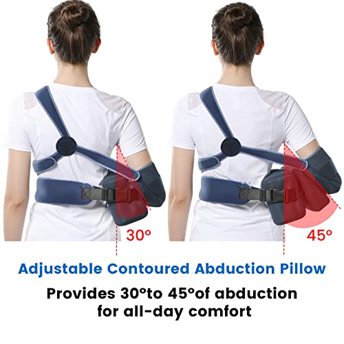 VELPEAU Arm Sling with Abduction Pillow for Men Women, Shoulder Support Immobilizer for Rotator Cuff, Surgery, Dislocated, Clavicle Fracture, Broken Arm, with Therapy Ball, Pocket, Fits Left & Right(Medium) from Shenzhen Weprotex Technology Product Co.,Lt