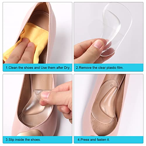 Self-Adhesive Gel Arch Pads for Relieve Pressure and feet Pain,Arch Pads for Women,Arch Support Shoe Insert,Arch Support Dress Shoes for Flat feet,Foot Pronation and Foot valgus-6 Pairs(Clear) by CZBYXA12