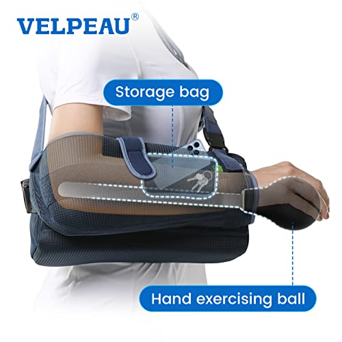 VELPEAU Arm Sling with Abduction Pillow for Men Women, Shoulder Support Immobilizer for Rotator Cuff, Surgery, Dislocated, Clavicle Fracture, Broken Arm, with Therapy Ball, Pocket, Fits Left & Right(Medium) from Shenzhen Weprotex Technology Product Co.,Lt
