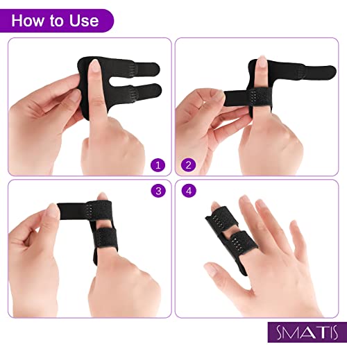 SMATIS Trigger Finger Splint, 2 Pieces Finger Brace for Arthritis Pain and Support with Aluminum Strip, Adjustable Finger Splints Fits Index Finger, Middle Finger, Ring Finger from SMATIS