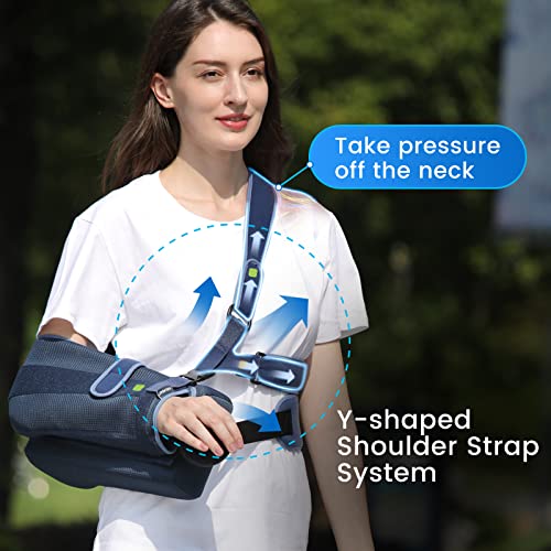 VELPEAU Arm Sling with Abduction Pillow for Men Women, Shoulder Support Immobilizer for Rotator Cuff, Surgery, Dislocated, Clavicle Fracture, Broken Arm, with Therapy Ball, Pocket, Fits Left & Right(Medium) from Shenzhen Weprotex Technology Product Co.,Lt