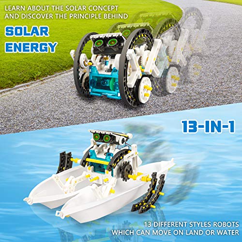 STEM 13-in-1 Solar Power Robots Creation Toy, Educational Experiment DIY Robotics Kit, Science Toy Solar Powered Building Robotic Set Age 8-12 for Boys Girls Kids Teens to Build by Bottleboom