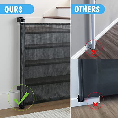 Cumbor Retractable Baby Gates for Stairs, Mesh Pet Gate 33" Tall, Extends to 55" Wide, Extra Wide Dog Gate for the House, Long Child Safety Gates for Doorways, Hallways, Cat Gate Indoor/Outdoor(Black) by Cumbor