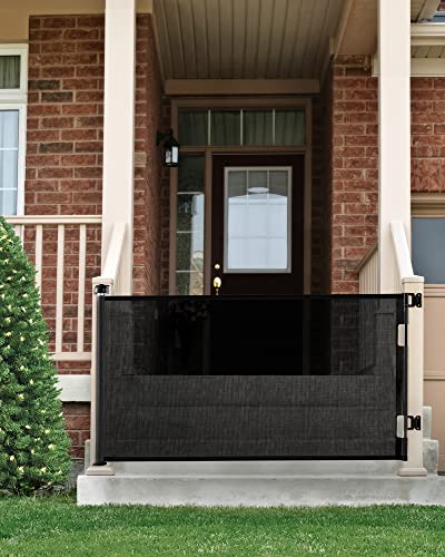 Cumbor Retractable Baby Gates for Stairs, Mesh Pet Gate 33" Tall, Extends to 55" Wide, Extra Wide Dog Gate for the House, Long Child Safety Gates for Doorways, Hallways, Cat Gate Indoor/Outdoor(Black) by Cumbor