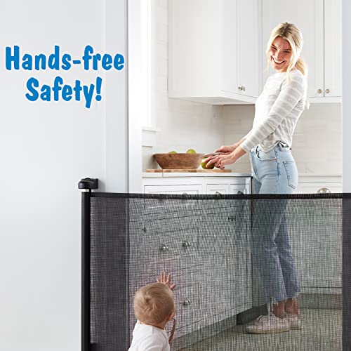 Cumbor Retractable Baby Gates for Stairs, Mesh Pet Gate 33" Tall, Extends to 55" Wide, Extra Wide Dog Gate for the House, Long Child Safety Gates for Doorways, Hallways, Cat Gate Indoor/Outdoor(Black) by Cumbor