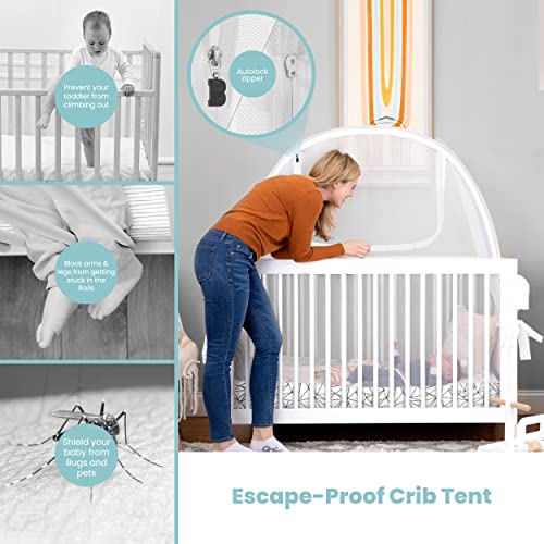 Baby Crib Tent by Pro Baby Safety | Infant Mosquito Netting Made from Fine See Through Mesh - Crib Net to Keep Baby from Climbing Out of The Crib, | Pop-Up Tent Canopy Cover Fits Most Standard Cribs from Pro Baby Safety