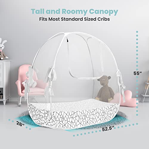 Baby Crib Tent by Pro Baby Safety | Infant Mosquito Netting Made from Fine See Through Mesh - Crib Net to Keep Baby from Climbing Out of The Crib, | Pop-Up Tent Canopy Cover Fits Most Standard Cribs from Pro Baby Safety