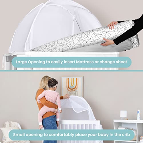 Baby Crib Tent by Pro Baby Safety | Infant Mosquito Netting Made from Fine See Through Mesh - Crib Net to Keep Baby from Climbing Out of The Crib, | Pop-Up Tent Canopy Cover Fits Most Standard Cribs from Pro Baby Safety