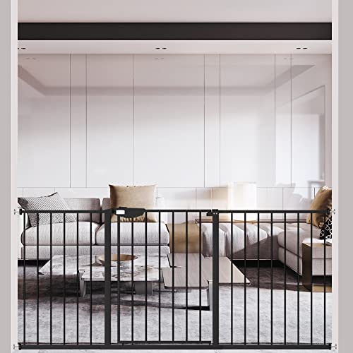 DEARBB Triple Lock Baby Gate for Stairs Doorways and House 31" to 86" Extra Wide Pressure Mounted Easy Walk Through Auto Close Safety Pet Gate Black 49.21-67.32" from DEARBB
