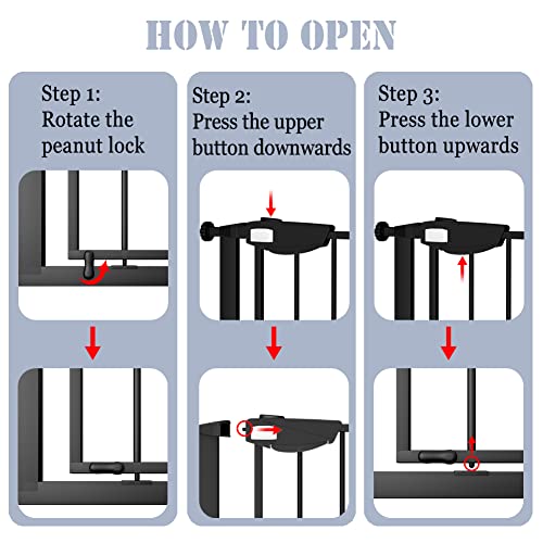DEARBB Triple Lock Baby Gate for Stairs Doorways and House 31" to 86" Extra Wide Pressure Mounted Easy Walk Through Auto Close Safety Pet Gate Black 49.21-67.32" from DEARBB