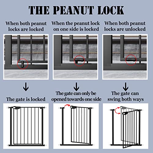 DEARBB Triple Lock Baby Gate for Stairs Doorways and House 31" to 86" Extra Wide Pressure Mounted Easy Walk Through Auto Close Safety Pet Gate Black 49.21-67.32" from DEARBB