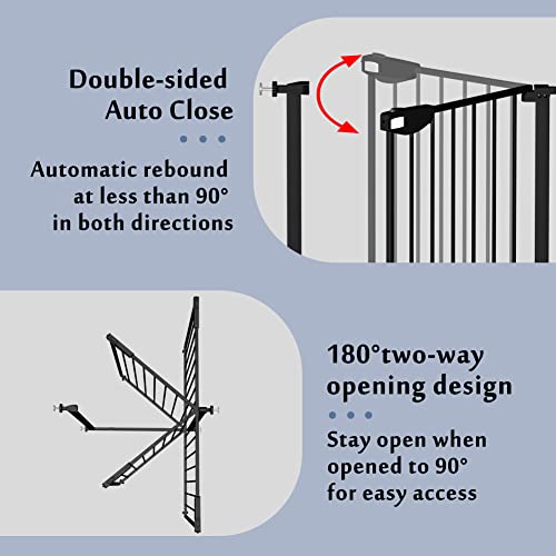 DEARBB Triple Lock Baby Gate for Stairs Doorways and House 31" to 86" Extra Wide Pressure Mounted Easy Walk Through Auto Close Safety Pet Gate Black 49.21-67.32" from DEARBB