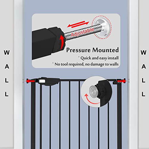 DEARBB Triple Lock Baby Gate for Stairs Doorways and House 31" to 86" Extra Wide Pressure Mounted Easy Walk Through Auto Close Safety Pet Gate Black 49.21-67.32" from DEARBB