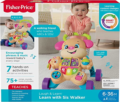 Fisher-Price Laugh & Learn Smart Stages Learn with Sis Walker, Musical Walking Toy for Babies and Toddlers Ages 6 to 36 Months from Fisher-Price