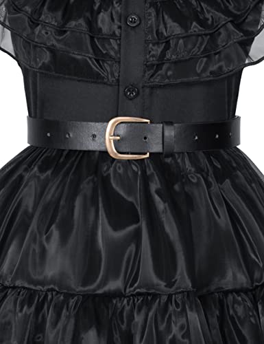 Wednesday Addams Dress Up Costume for Girls Birthday Halloween Cosplay Party with Wig Socks Belts 8-9 Years (140cm) by Bosvin