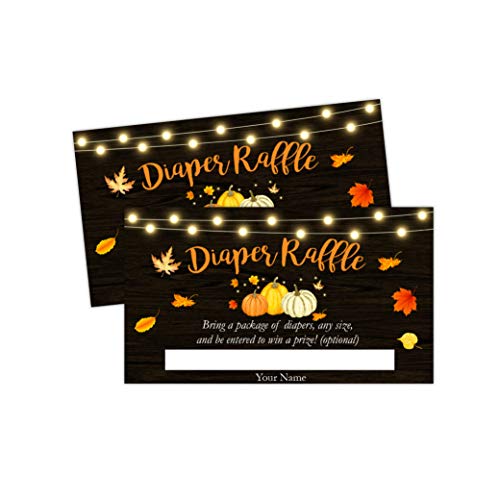 Pumpkin Fall Baby Shower Diaper Raffle Card, Diaper Raffle Ticket, 50 Count by Your Main Event Prints