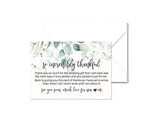 Greenery Baby Shower Thank You Cards with Envelopes (25 Pack) Country Eucalyptus Tropical Flower Theme - Thank You Note from Baby Girl - A6 Flat Stationery Set (4 X 6 inches) Paper Clever Party by Paper Clever Party