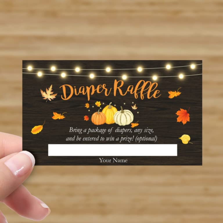 Pumpkin Fall Baby Shower Diaper Raffle Card, Diaper Raffle Ticket, 50 Count by Your Main Event Prints