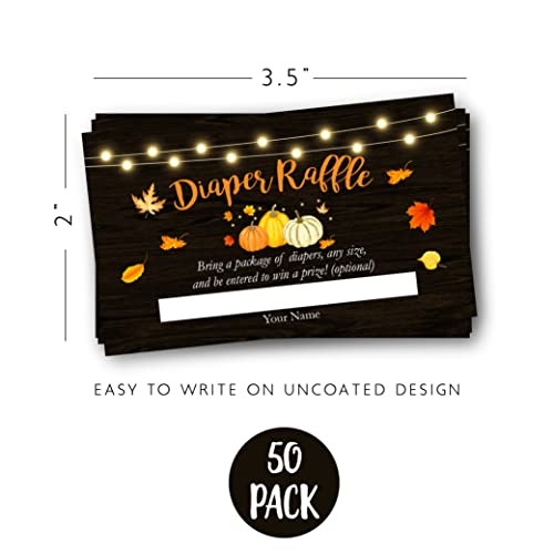 Pumpkin Fall Baby Shower Diaper Raffle Card, Diaper Raffle Ticket, 50 Count by Your Main Event Prints