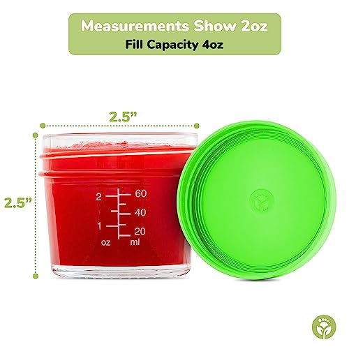 WeeSprout Glass Baby Food Storage Jars - 12 Set, 4 oz Baby Food Jars with Lids, Freezer Storage, Reusable Small Glass Baby Food Containers, Microwave & Dishwasher Friendly, for Infants & Babies by WeeSprout