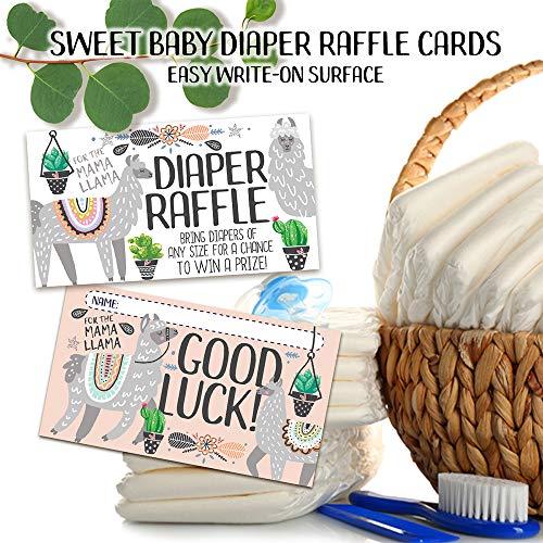 Mama Llama Diaper Raffle Tickets - Set of 50 Double-Sided Raffle Cards - Blank Baby Shower Stationery - Fun and Colorful Baby Shower Supplies for Under $15! by Lone Star Art