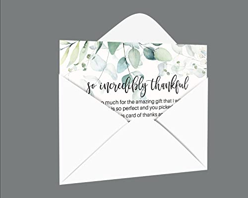 Greenery Baby Shower Thank You Cards with Envelopes (25 Pack) Country Eucalyptus Tropical Flower Theme - Thank You Note from Baby Girl - A6 Flat Stationery Set (4 X 6 inches) Paper Clever Party by Paper Clever Party