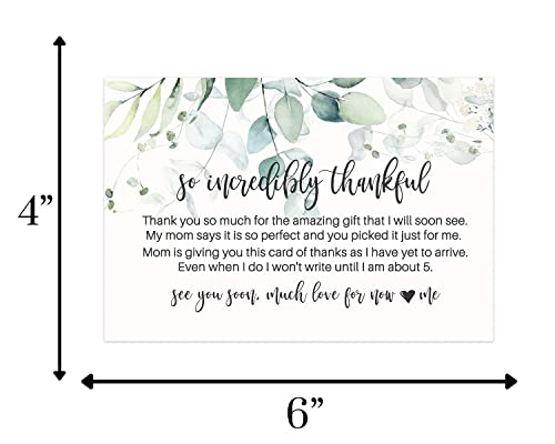 Greenery Baby Shower Thank You Cards with Envelopes (25 Pack) Country Eucalyptus Tropical Flower Theme - Thank You Note from Baby Girl - A6 Flat Stationery Set (4 X 6 inches) Paper Clever Party by Paper Clever Party