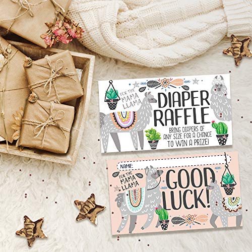 Mama Llama Diaper Raffle Tickets - Set of 50 Double-Sided Raffle Cards - Blank Baby Shower Stationery - Fun and Colorful Baby Shower Supplies for Under $15! by Lone Star Art